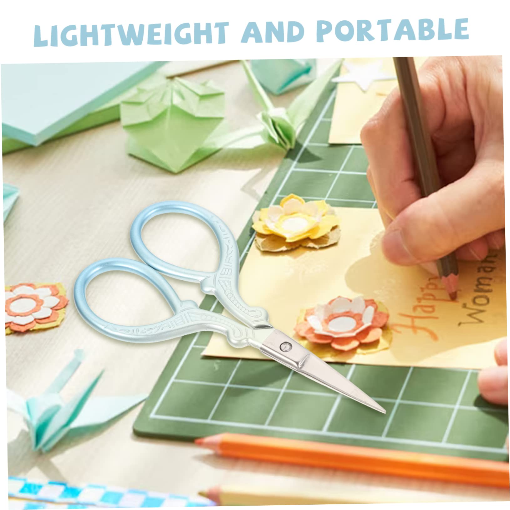 TEHAUX 4 Tijeras De Bordado Puntiagudas Pequeñas Con Protector Para Útiles Escolares.