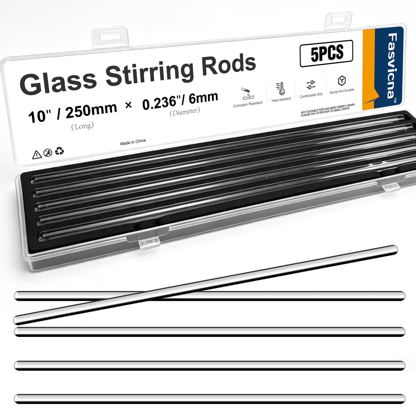 12PCS 6" x 5mm Glass Stirring Rods, Borosilicate Round End — Amazon image 10