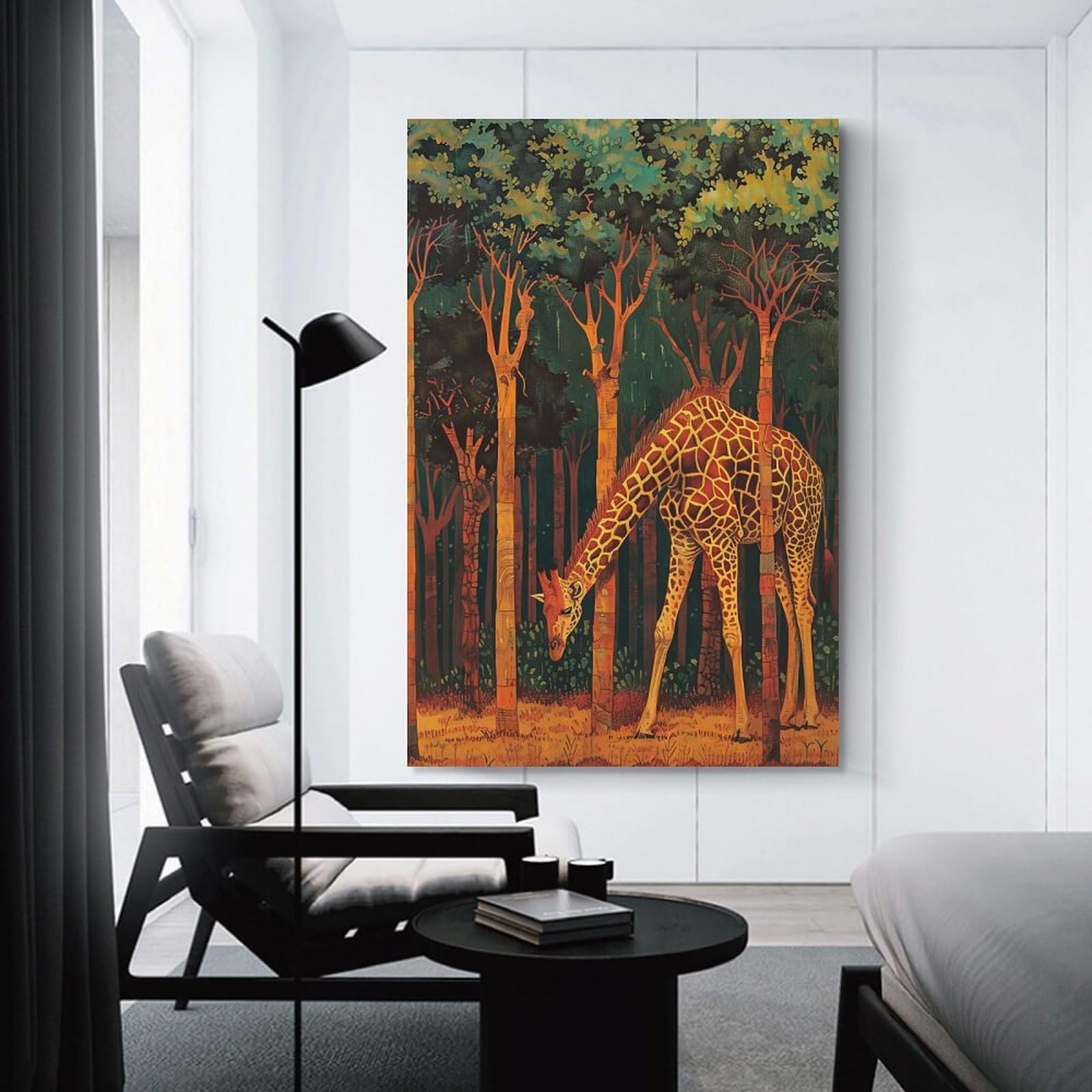 Junmoney Unframe-Style-24 Giraffe In Forest Room Decor Wall Art 20X30inch(50X75cm), For Entrance Walls, Hall Decor Or Foyers, A Neat Decor Update For Hallways