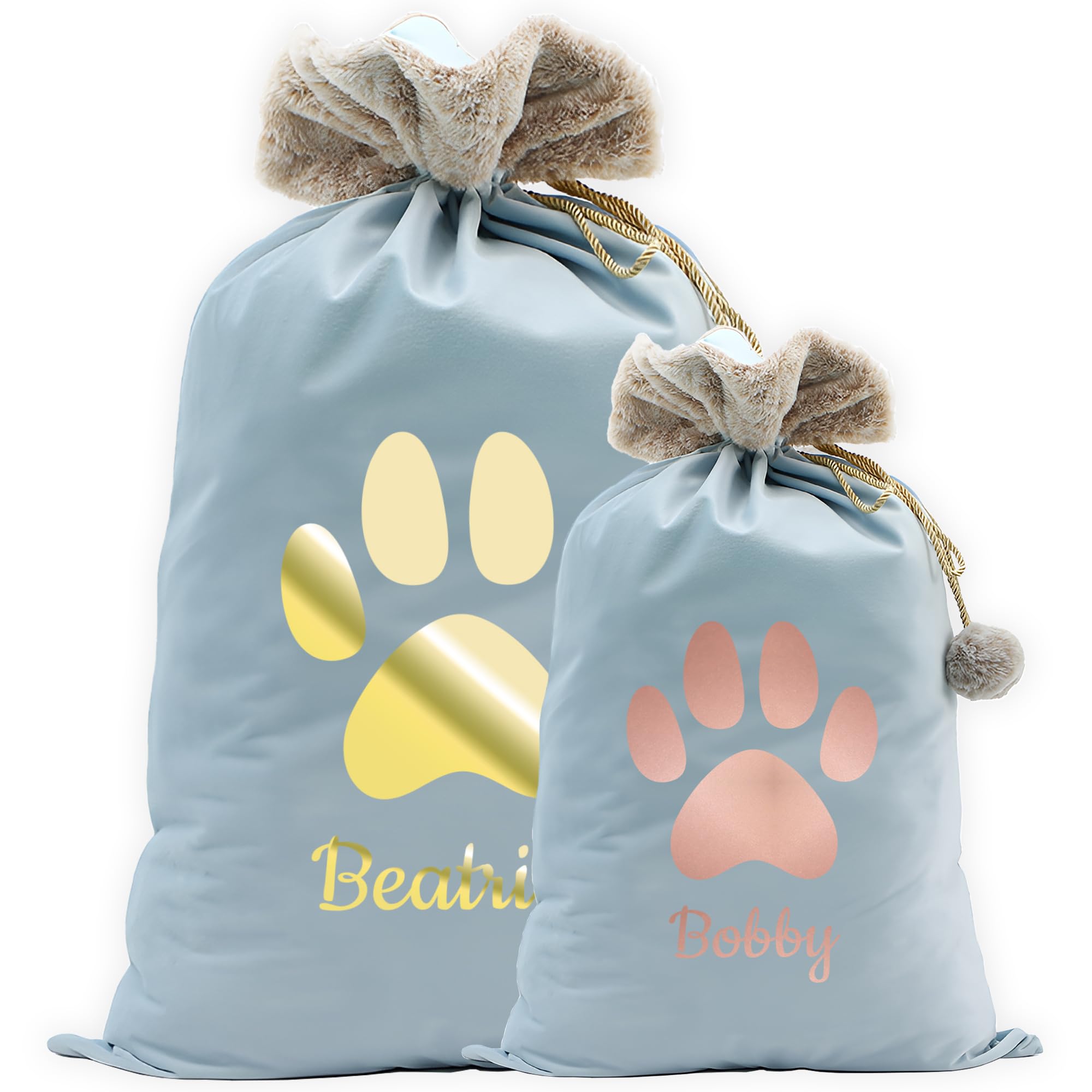 Print Maniacs Custom Velvet Santa Stocking Sack with Luxury Fur Trim – Large Christmas Bag For Dog and Cats, Ideal for Holiday Decor and Gifts
