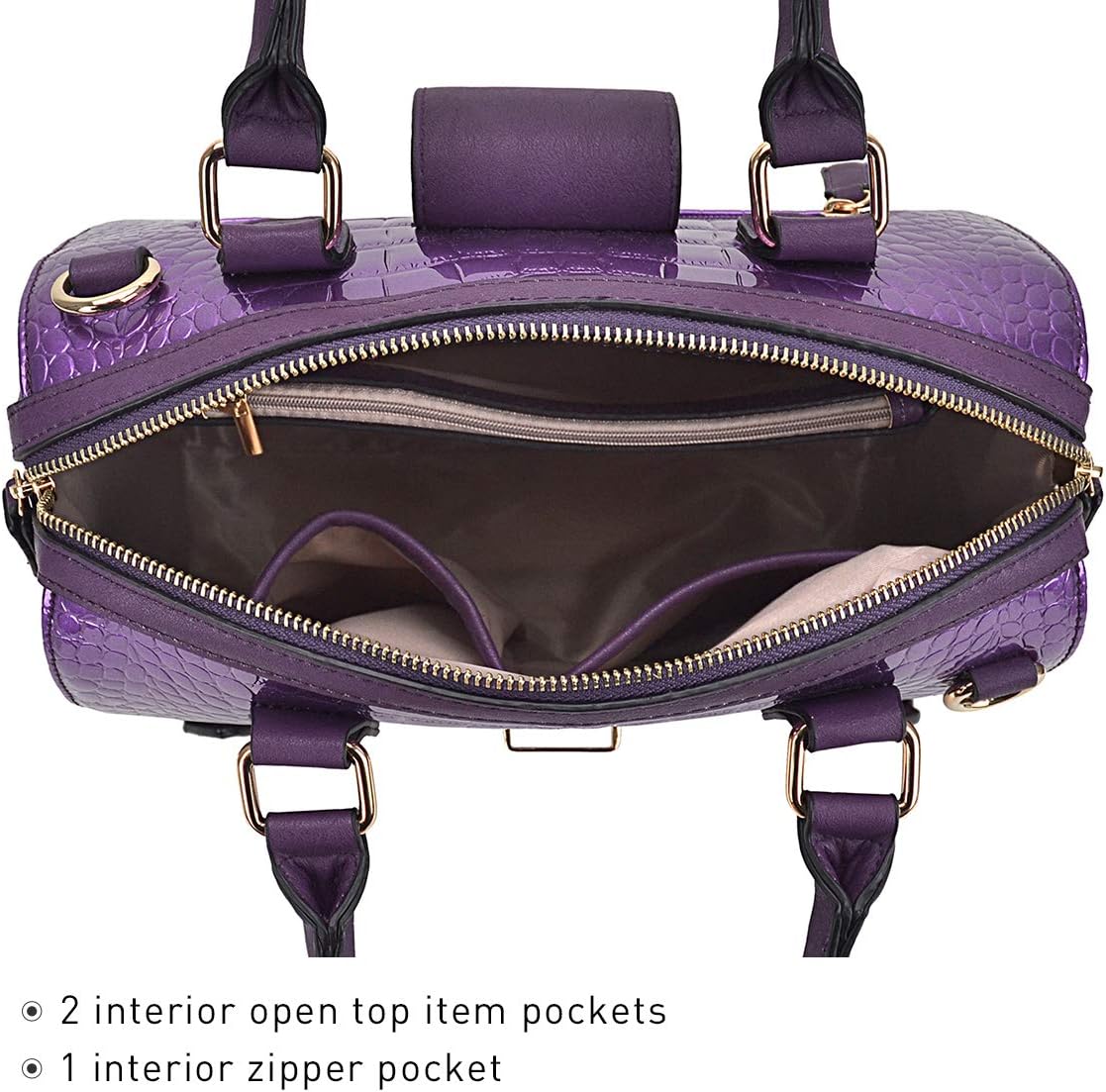 Dasein Women Barrel Handbags Fashion Satchel Bags Top Handle Shoulder Purses Vegan Leather Work Tote - Image 7