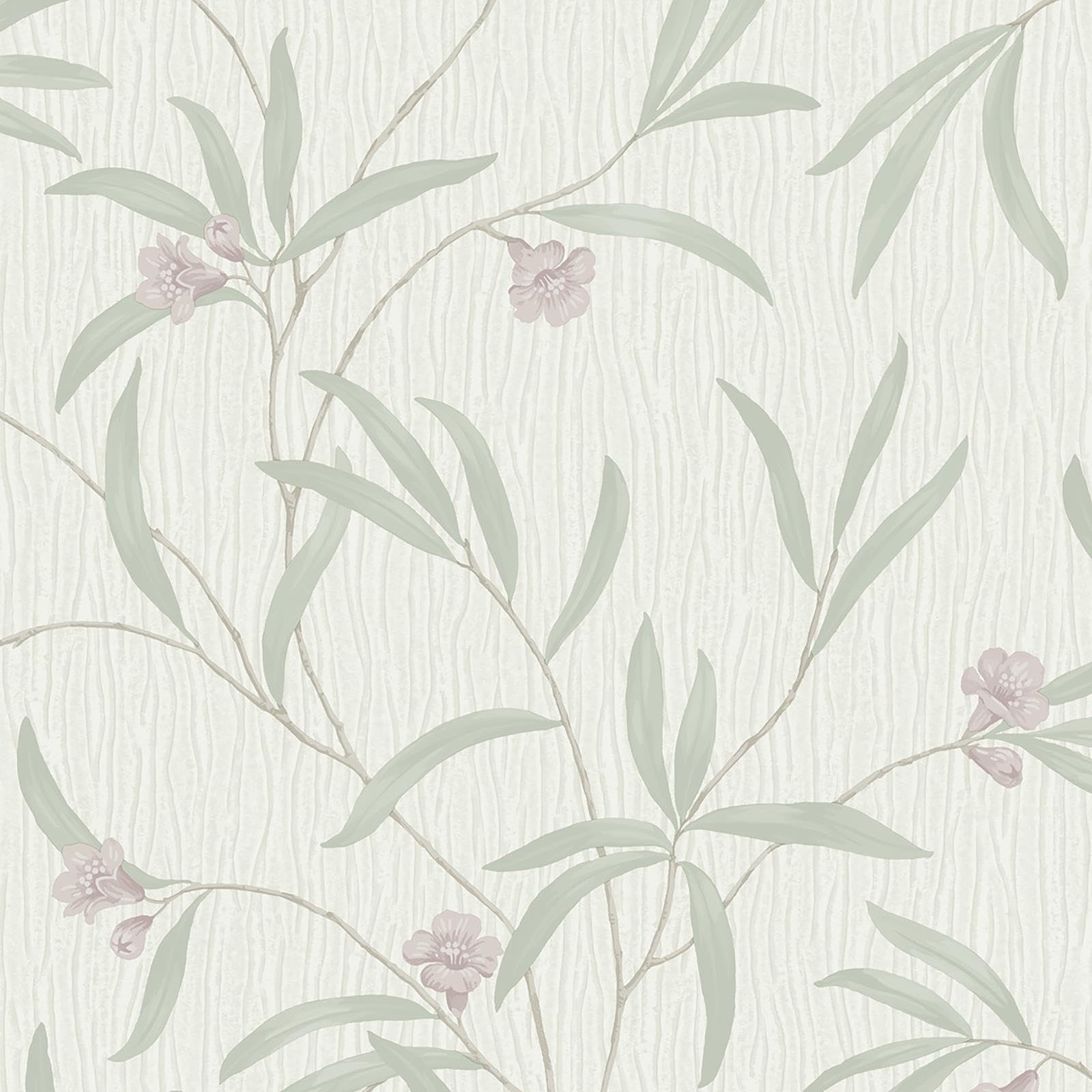 Belgravia Decor Tiffany Floral White Sage Heather Wallpaper GB41331 - Italian