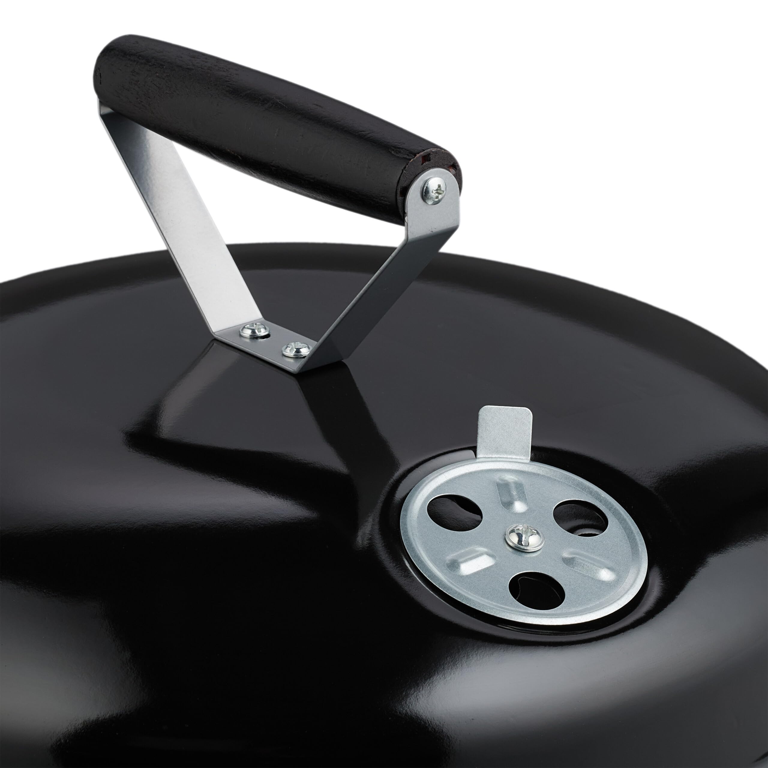 Relaxdays Barbecue Portable, Grill Rond, Ø37 cm, pour Table, Jardin, Balcon, avec Couvercle, bac à Charbon & Pince, Noir