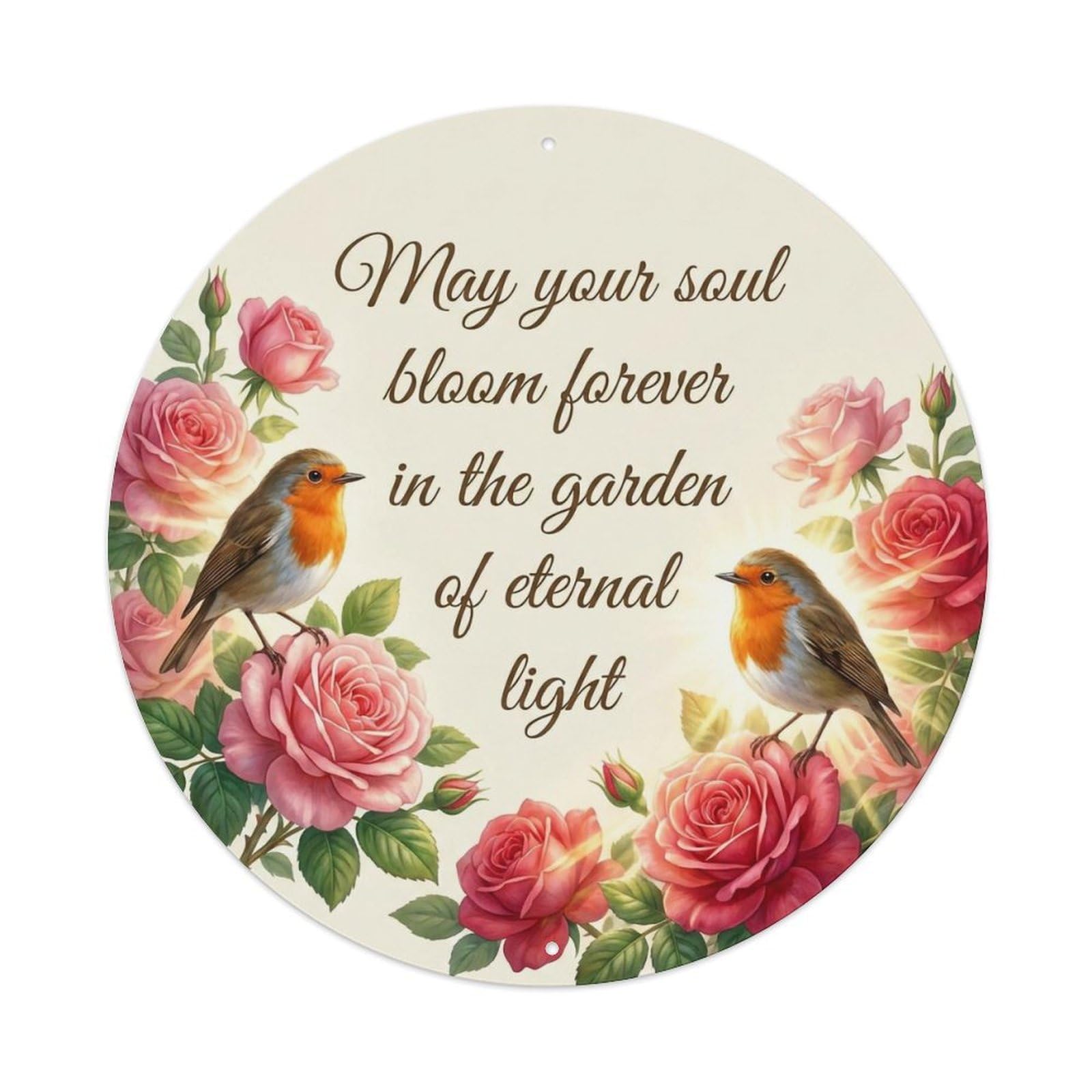Metal Tin Sign European Robin Garden Sign Heaven Love Bloom Artwork