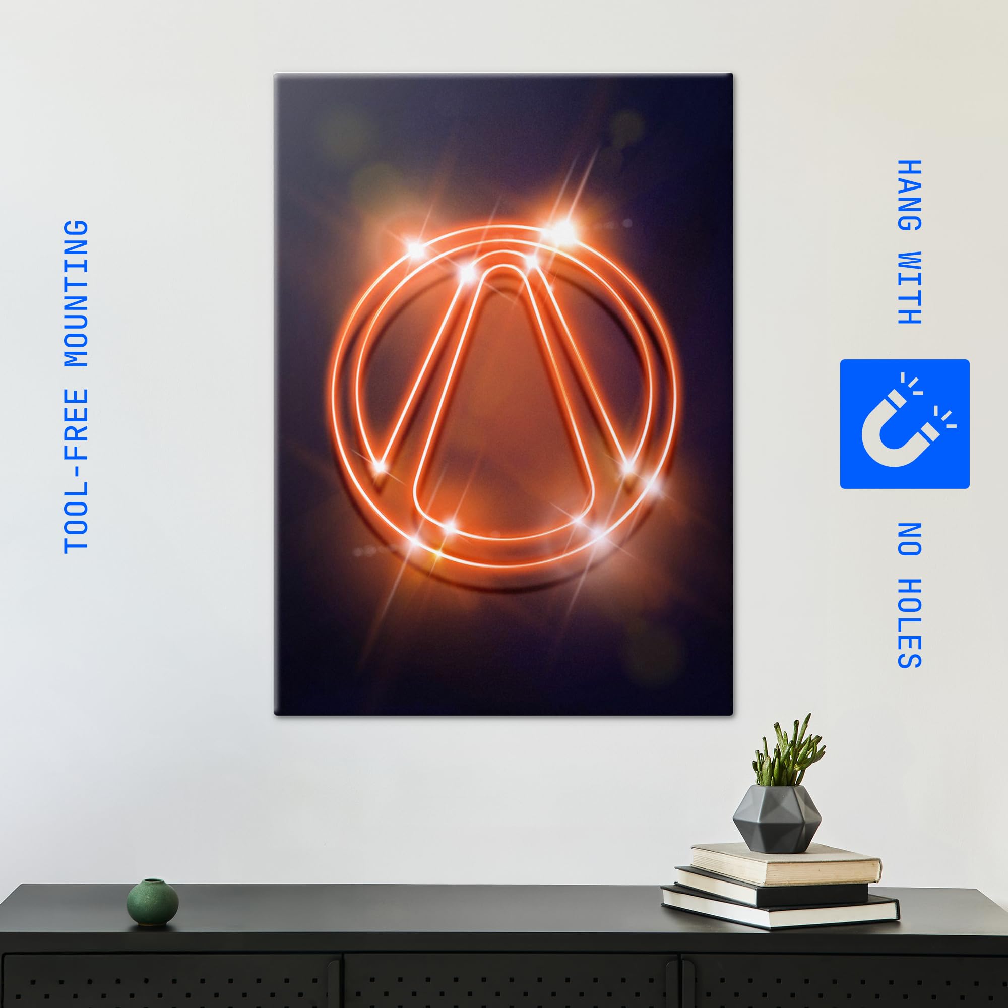 Displate Metall poster Borderlands Vault Neon Wandkunst Deko Größe L | Bild Plakate für Schlafzimmer Dekor, Geschenke. Magnetische Befestigung Wandposter, Wanddeko. Metall Wandkunst.