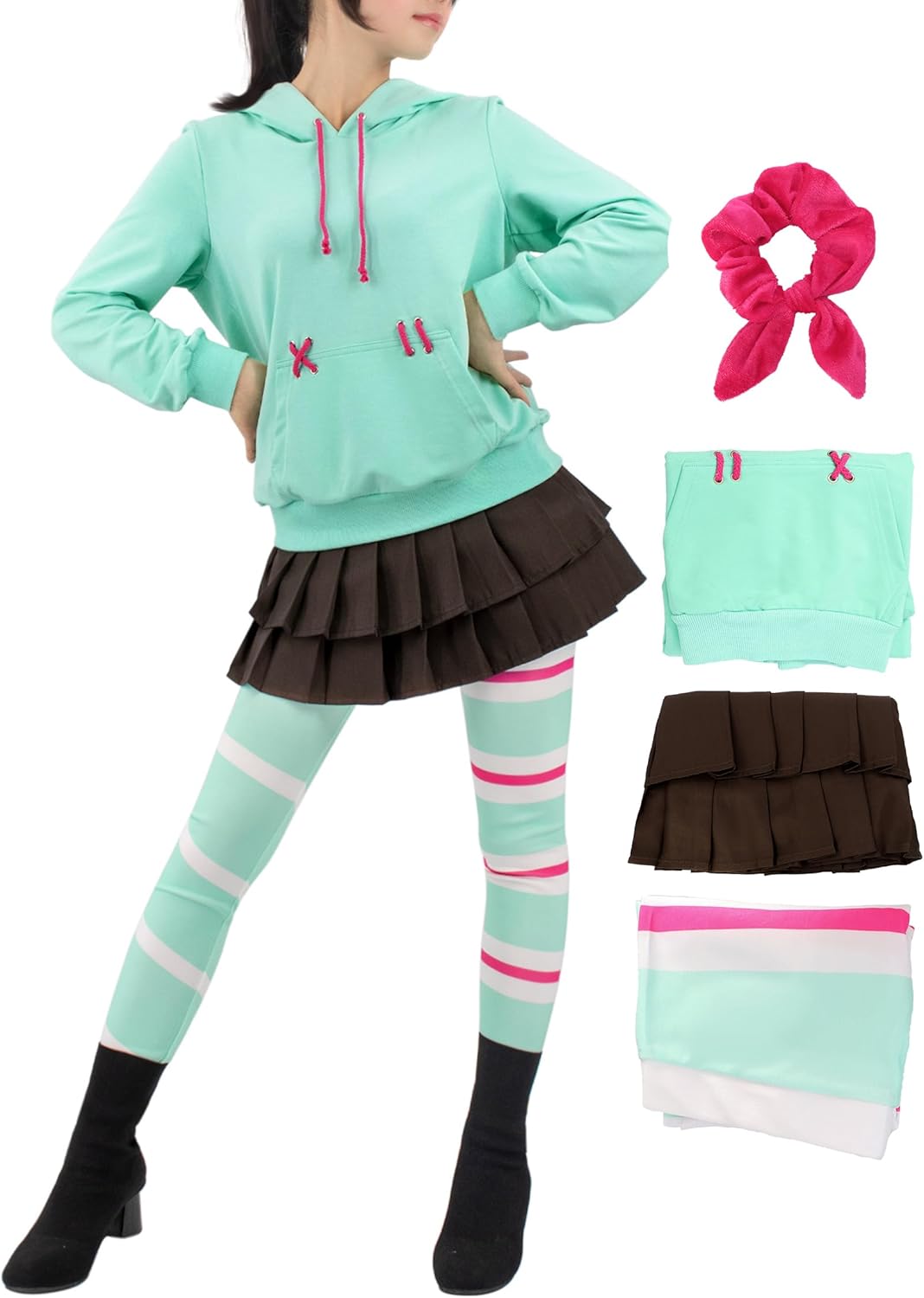 C-ZOFEK Women's Vane Cosplay Costume Hoodie Skirt US Size Outfit Leggings with Hairtie for Halloween 3X-Large