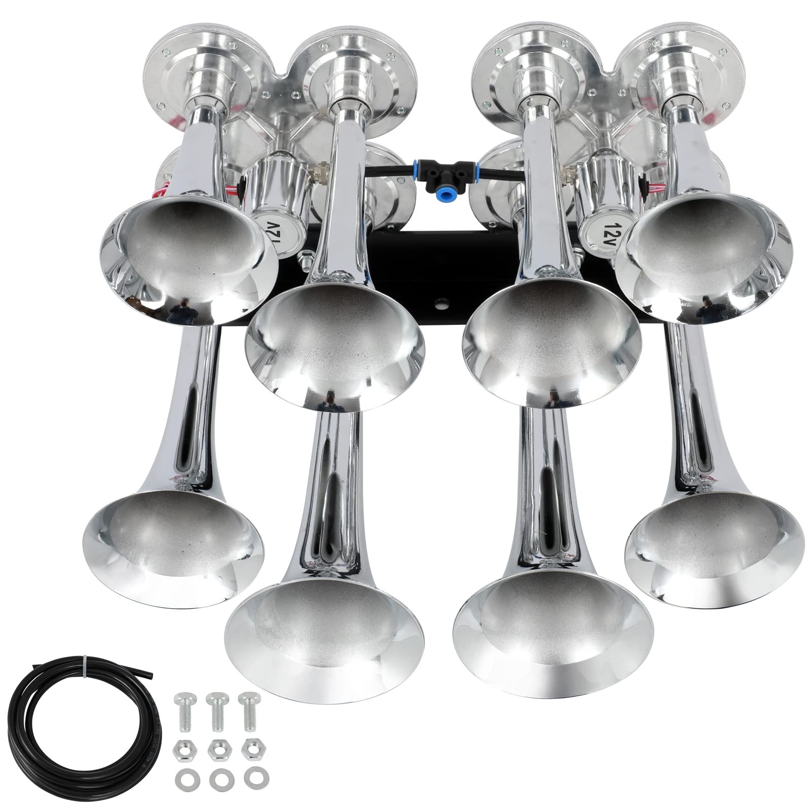 STAYTOP Train Air Horn 135dB 8 Train Horn Trumpets Loud Sound Fit 12v/24v Vehicles for Truck/Car/SUV/RV