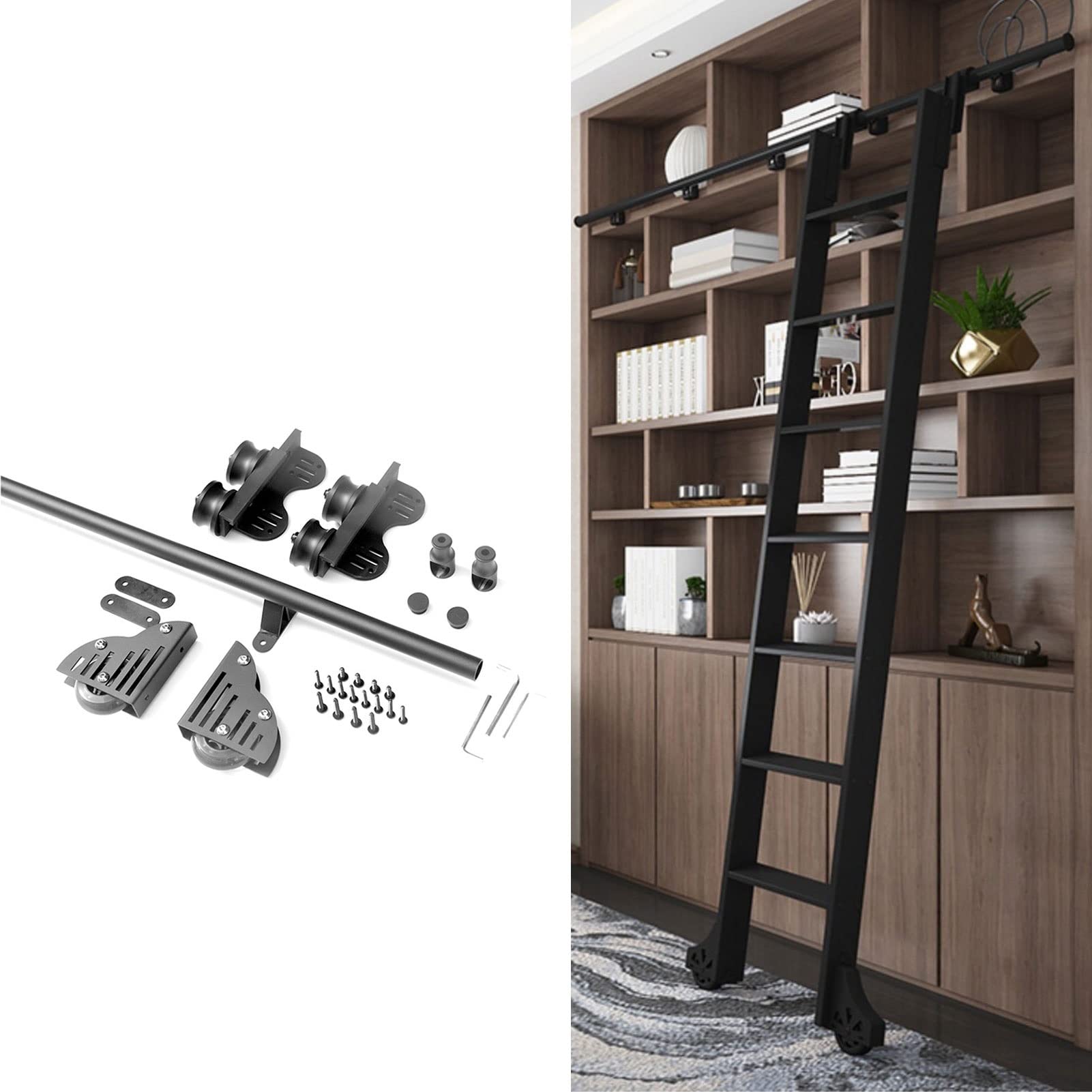 Kit de porte de grange coulissante pour sécuriser et déplacer une échelle de meunier