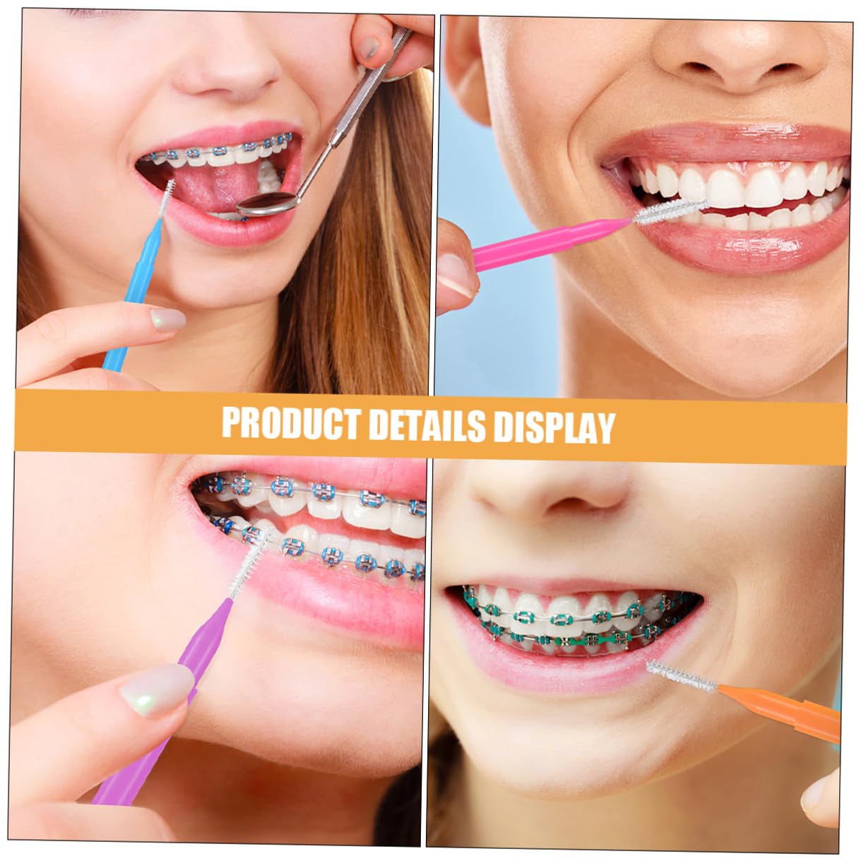 5 Set Scovolini Interdentali Per Apparecchio Spazzolini Pulizia Denti in Acciaio Inossidabile E Pp Ergonomici E Portatili Per Orale 50 Pezzi*5