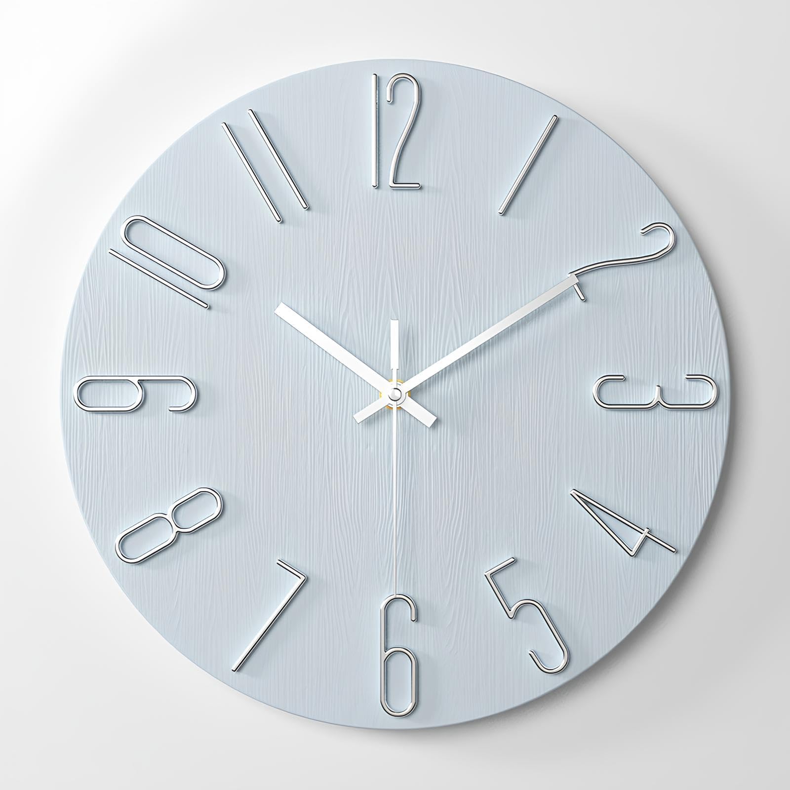 Anspect Wall Clock - Modern Wall Clocks Battery Operated, 12 Inch Silent Non-Ticking, Simple Wooden Decorative Clock for Bathroom, Office, Bedroom, Home, Kitchen, Living Room (Aquamarine)