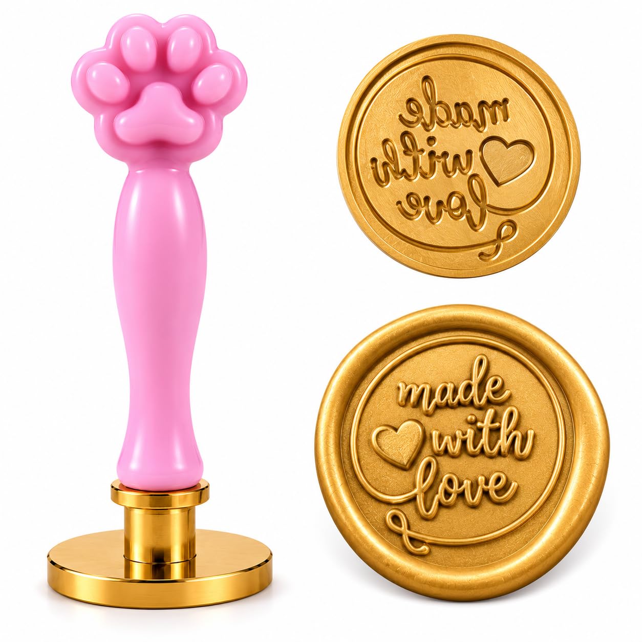 Curated Cart Wax Seal Stamp Kit - Made-With-Love Monogram, Classic Brass Head & Wooden Handle, Includes Gift Box - Perfect for Wedding Invitations, Letters, Envelopes & Craft Cards-image-42