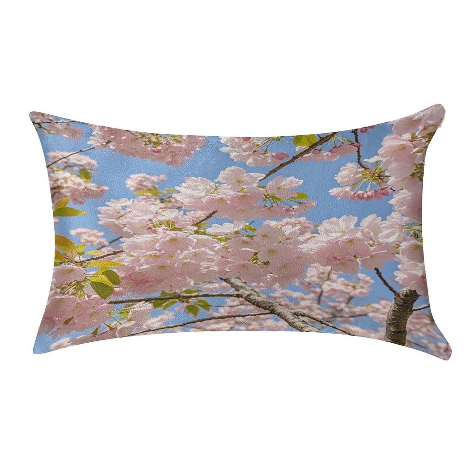 FekiLoot Cherry Blossom Pillow Covers Luxury Velvet Oblong Pillowcases Rectangular Throw Pillows Case Decorative Velvet Cushion Covers Ultra Soft Lumbar Pillow Shells 12 X 20 in