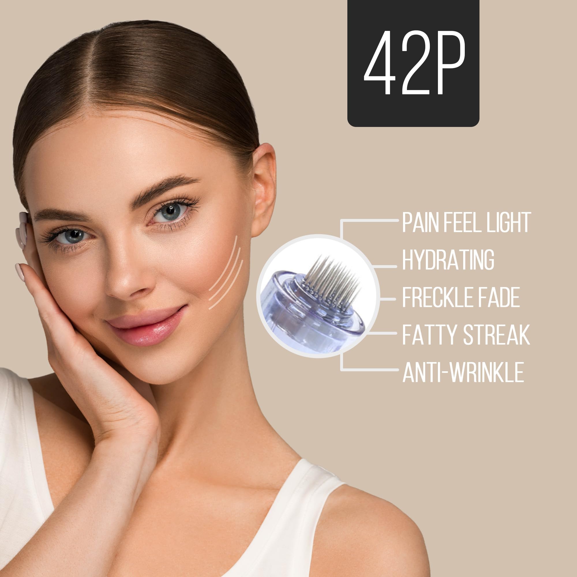 Cartouche d'Aiguilles de 42 Broches pour Dermapen A1 et A6 | Pack de 10 | Compatible uniquement avec Dr. Pen | Aiguille en Acier Chirurgical | Pour Restaurer Cheveux et Peau