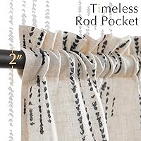 Vista 7 de jinchan Cortina de Cocina Bohemia de Lino, Cortina de Nivel Bohemia, Estilo Café de 24 Pulgadas, Cortina Geométrica a Rayas para Ventana Pequeña