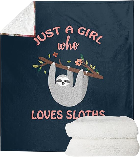 Jndtueit Sloths Cute Throw Blanket ''Just a Girl Who Loves Sloths ''Fleece Soft Bed Throw Blanket for Women Girl Boy Warm Cozy Bed Blanket for Bed/Sofa/Couch, S - 35 x 47Inch
