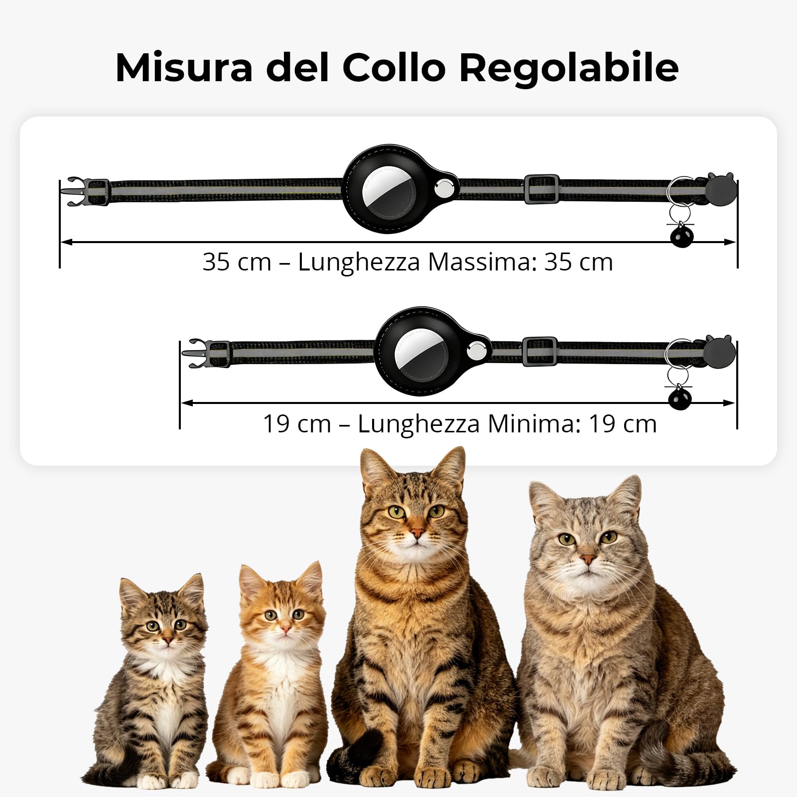 Localizzatore GPS per Gatto, Collare per Cani con Posizionamento Ausiliario, Cronologia delle posizioni, Cat Tracker, Senza Abbonamento Compatibile con IOS & Android