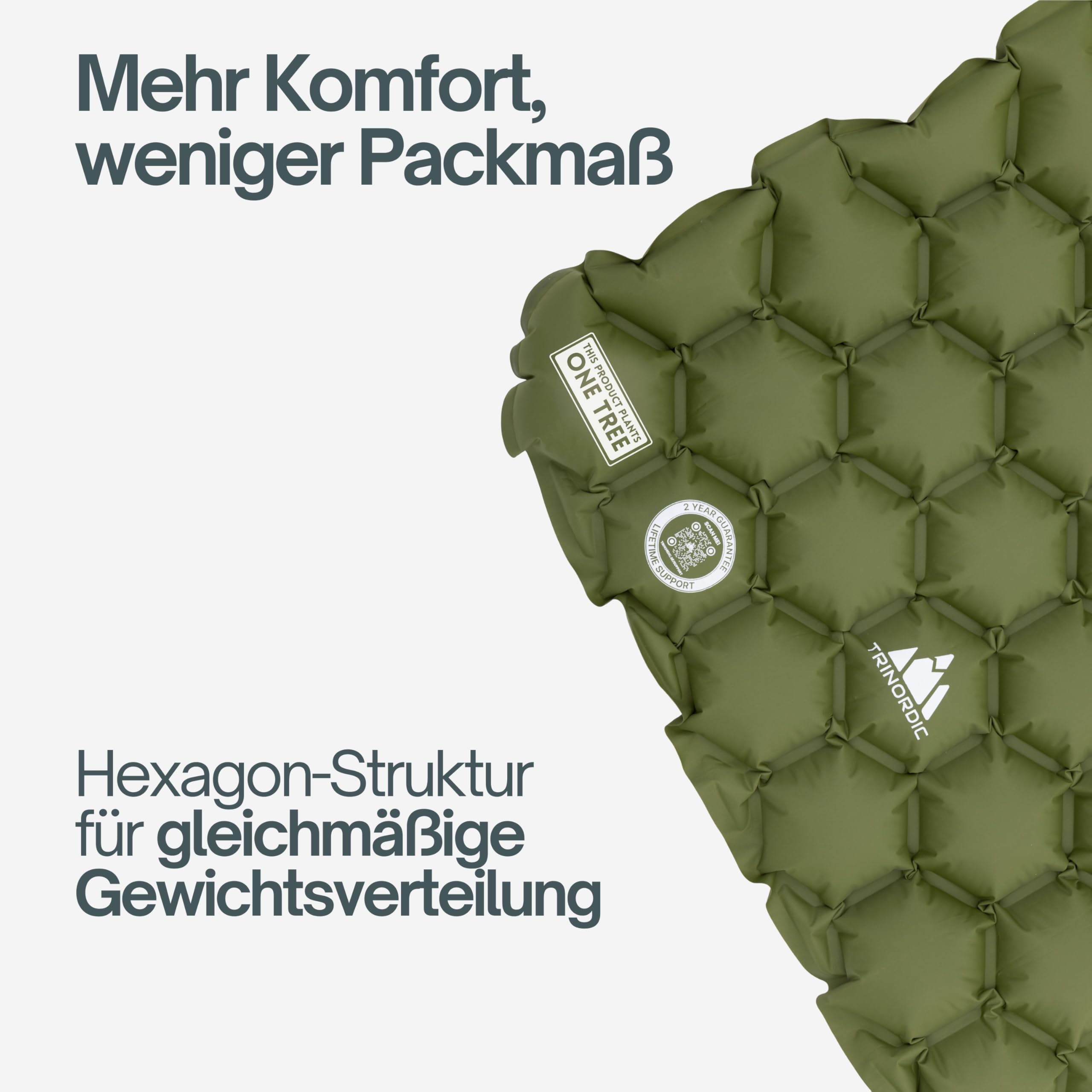 TRINORDIC 550g Ultraleichte Aufblasbare Isomatte – Kleines Packmaß, Ideal für Wandern & Bikepacking