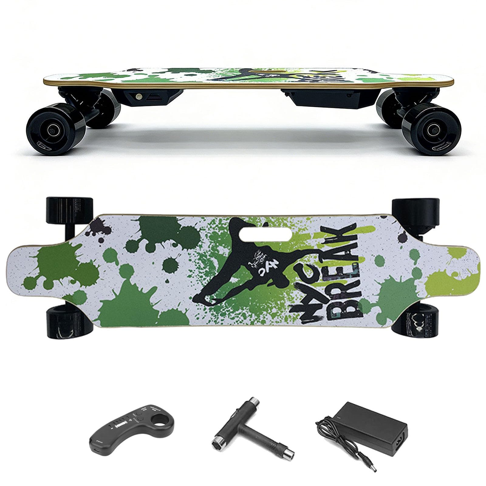 Skateboard électrique avec télécommande, Longboard, Moteur hub Simple/Dual, Vitesse maximale 22-40 km/h, Longboard électrique pour débutants et Adolescents Single-Drive-20km