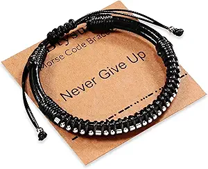 Inspirational Gifts for Men Morse Code Bracelets Mens Bracelets Graduation Gifts for Him Fathers Day Adjustable Leather Bracelet Motivational Birthday Annivesary Jewelry Stocking Stuffers for Men