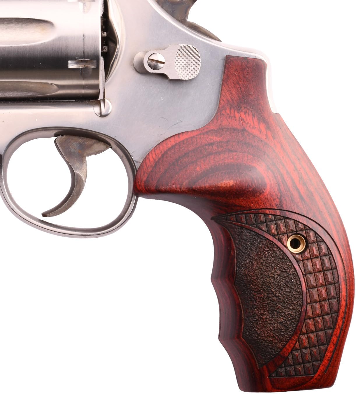 Altamont S&W N Round Combat Fingergroove Revolver Grip - Real Wood Gun Grips fit Smith and Wesson N Round Frame Revolvers - Made in USA
