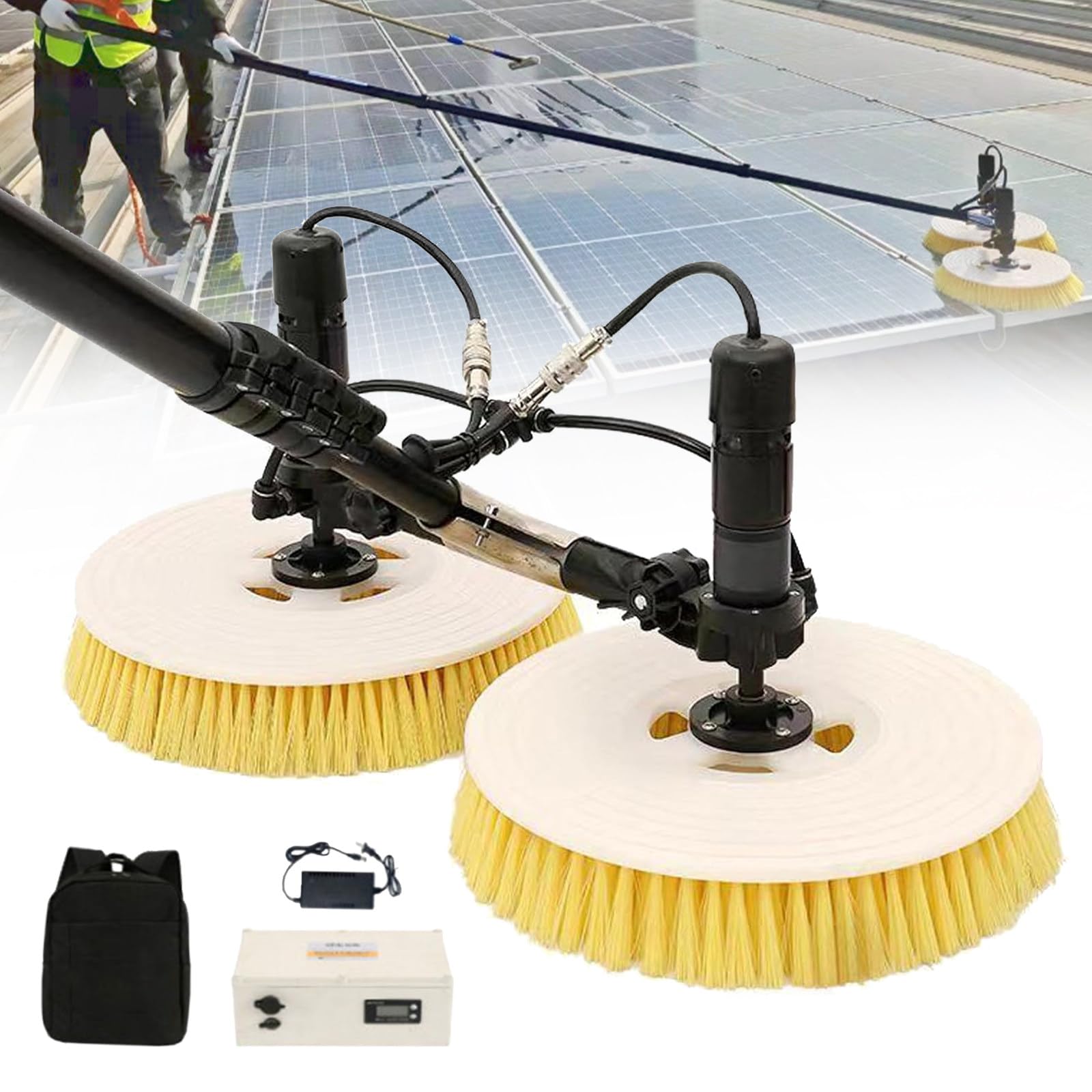 HADECOLL Solar Panel Cleaning Kit, Water Fed Poles Kit With Extension Rod, Outdoor Glass Water Brush Cleaner Tool For Caravan Solar Panel Deck,7.5M,Size_Name-5.5M