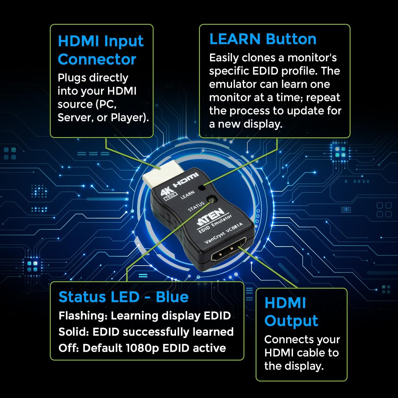 ATEN VC081A True 4K HDMI EDID Emulator Adapter VC081A up to 3840 x 2160 @ 60Hz (4:4:4) image 3