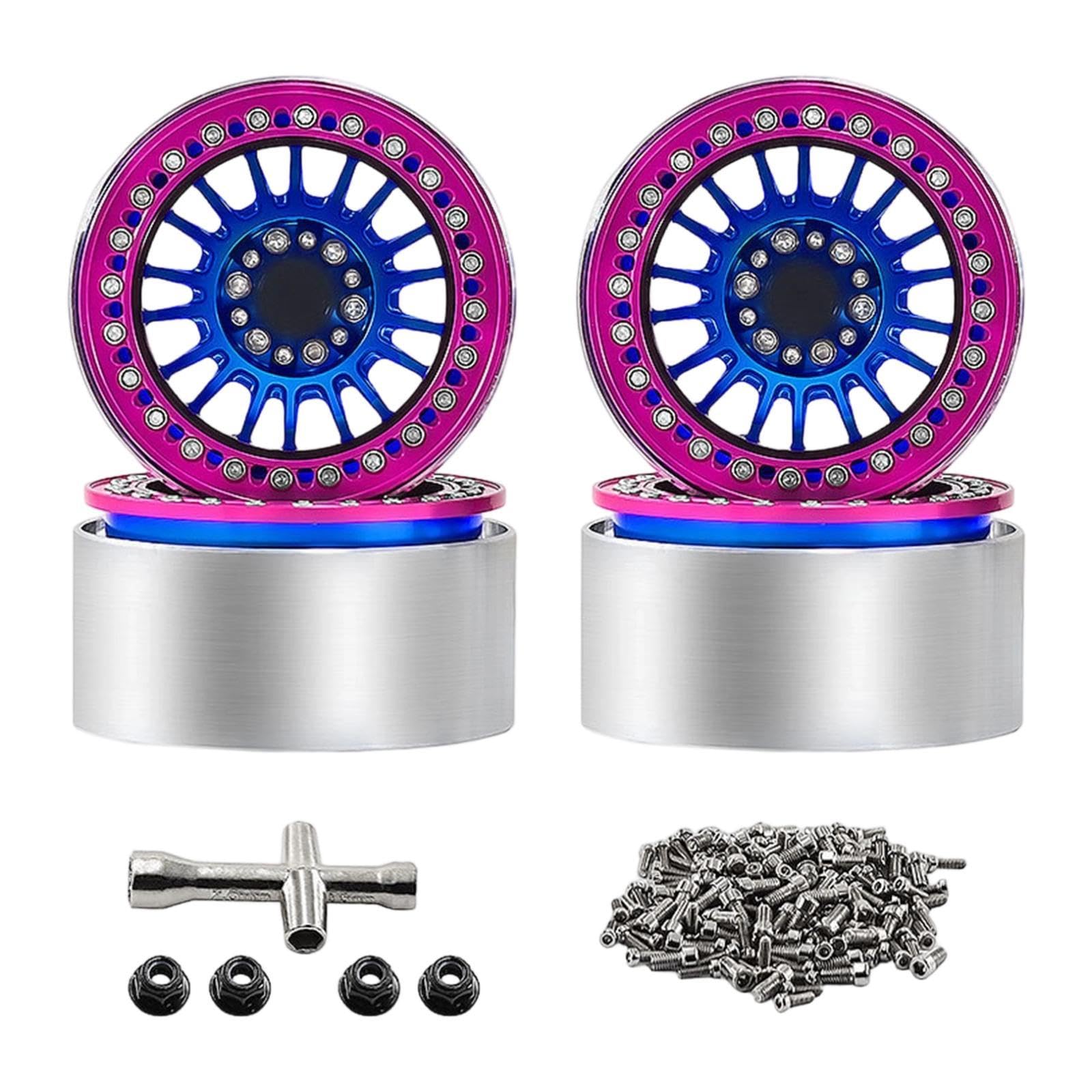 4 Pieces 1/10 RC C ler Wheel Rims Sturdy Aluminum Alloy for SCX10 TRX4 H8H Blue