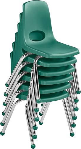 Miniatura 546 de Factory Direct Partners 10355-BL Silla escolar apilable de 10 pulgadas, asiento apilable para estudiantes con patas de acero cromado y rodamientos