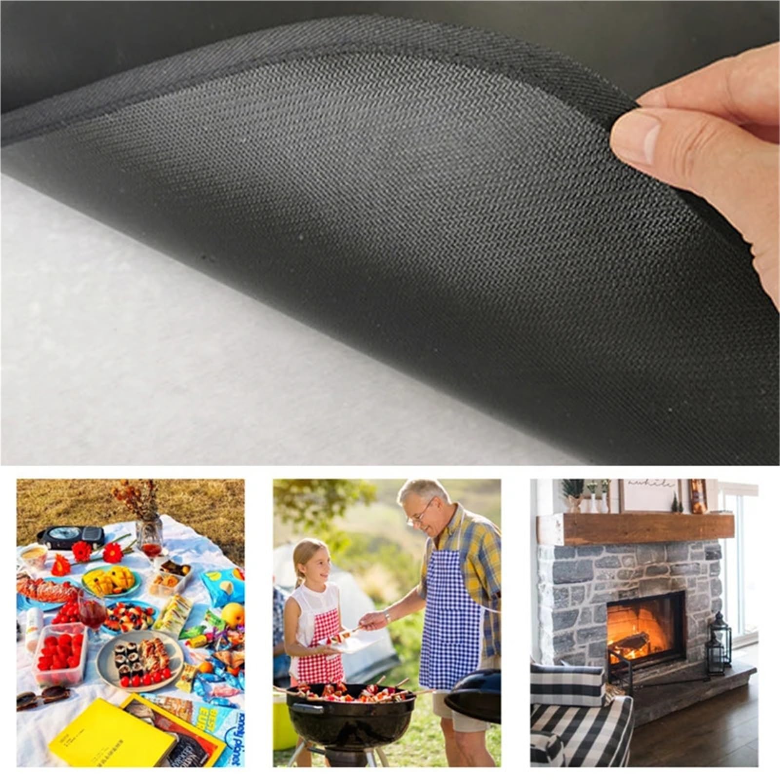 Hearth Rugs Tappeti for focolare Tappeto for camino da pavimento semicircolare Tappetino antiscivolo in fibra di vetro a 2 strati Stufa for interni ed esterni(106X61CM)