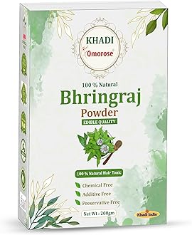 Khadi Omorose Bhringraj Powder for Nourishment of hairs | 200 grams | Resealable stand Zipper pouch | Chemicals Free 100% Natural