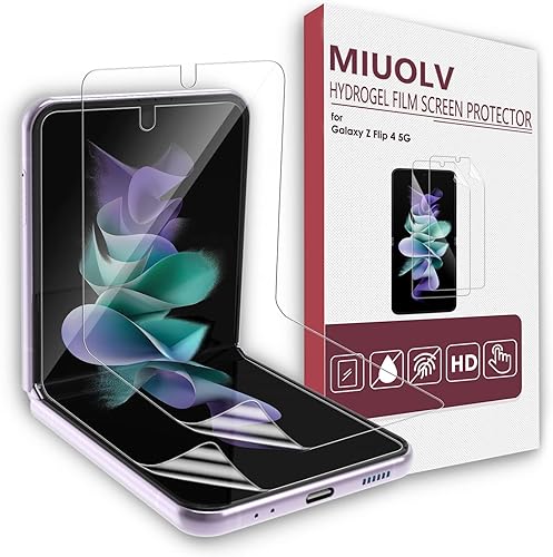 Paquete de 2 protectores de pantalla para Galaxy Z Flip 4, protector de pantalla de película de hidrogel para Samsung Galaxy Z Flip 4, protector de