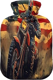 Wajiw Hot Water Bottle with Cover 1L Warm Water Bottle for Hot and Cold Compress Hot and Cold Therapies,Hand Feet Warmer,American Driver