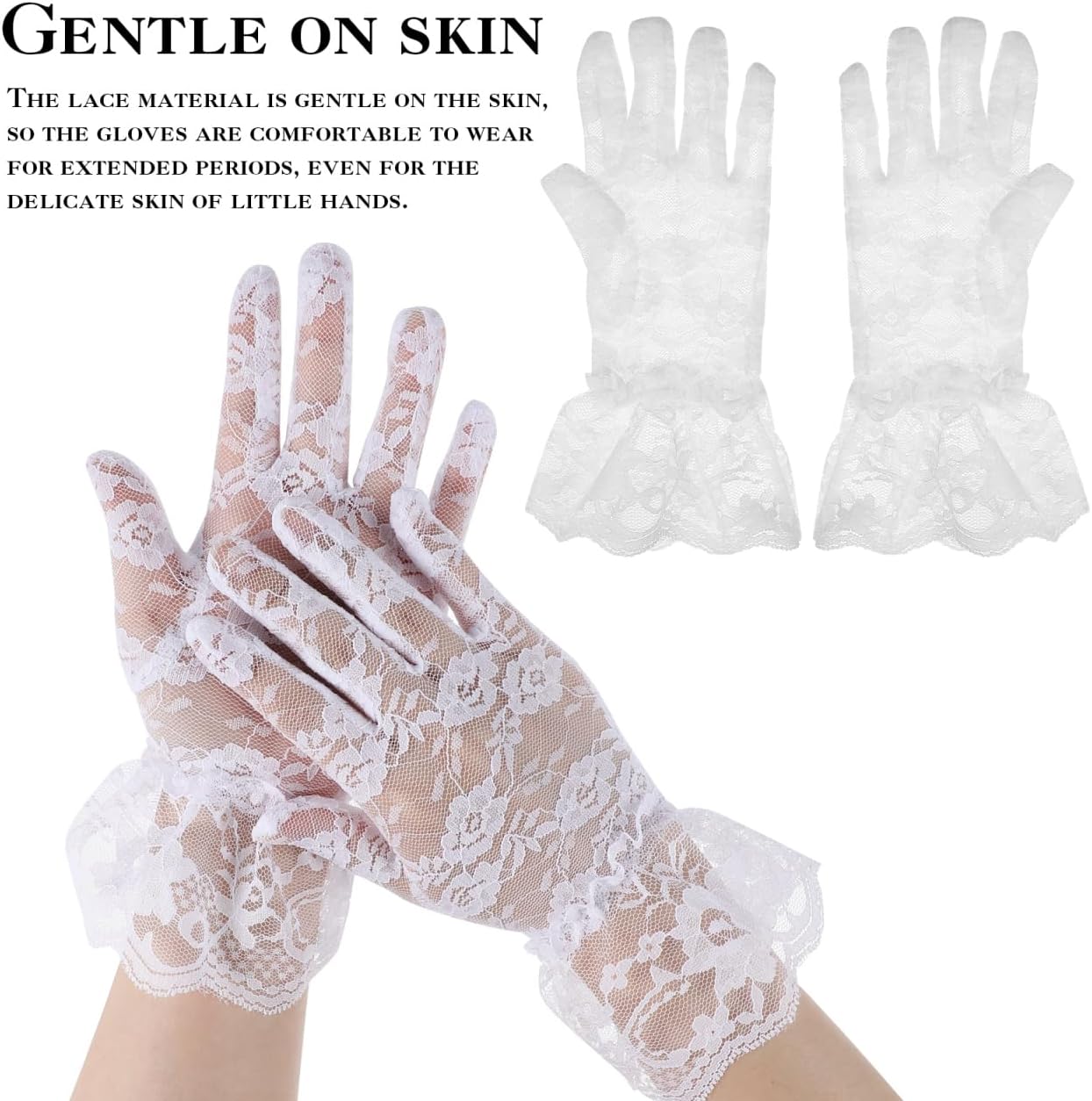 Kids Lace Umbrella and Gloves Set Small Vintage Embroidery Parasol for Wedding Photography Prop Costume Accessories