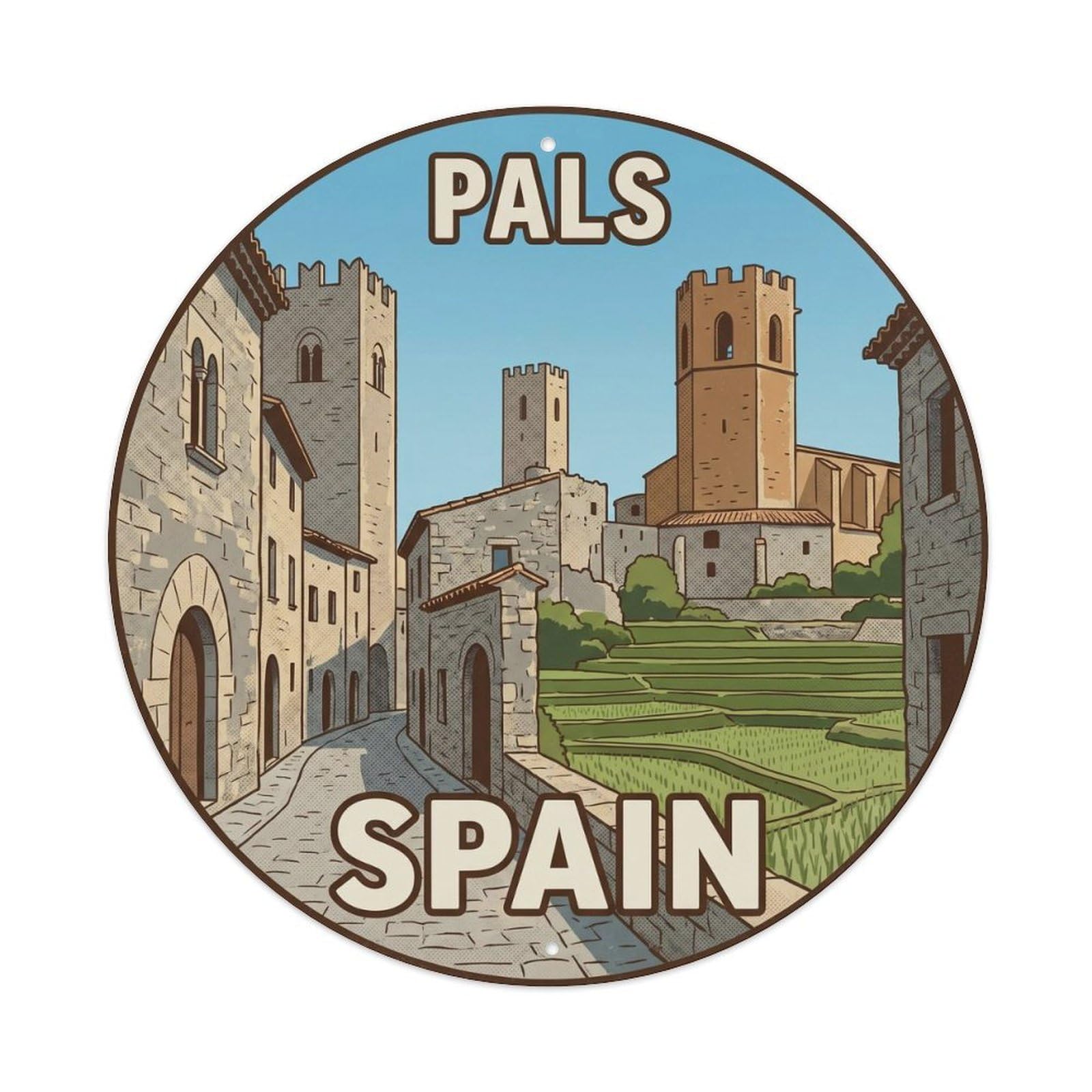 Costa Brava Pals Spain Landmark Travel Destination Metal Tin Sign