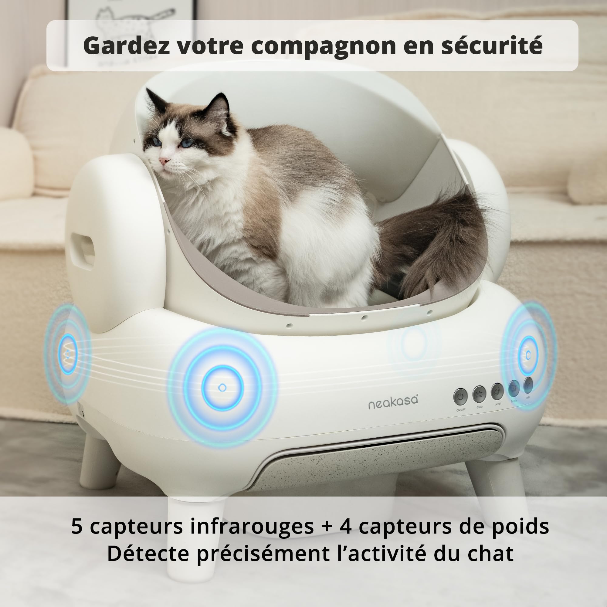 Neakasa M1 Lite litière Chat autonettoyante Ouverte, litière Automatique XXL, Grande capacité & contrôle Via Application, sans Odeur, idéal pour foyers Multi-Chats & Voyages