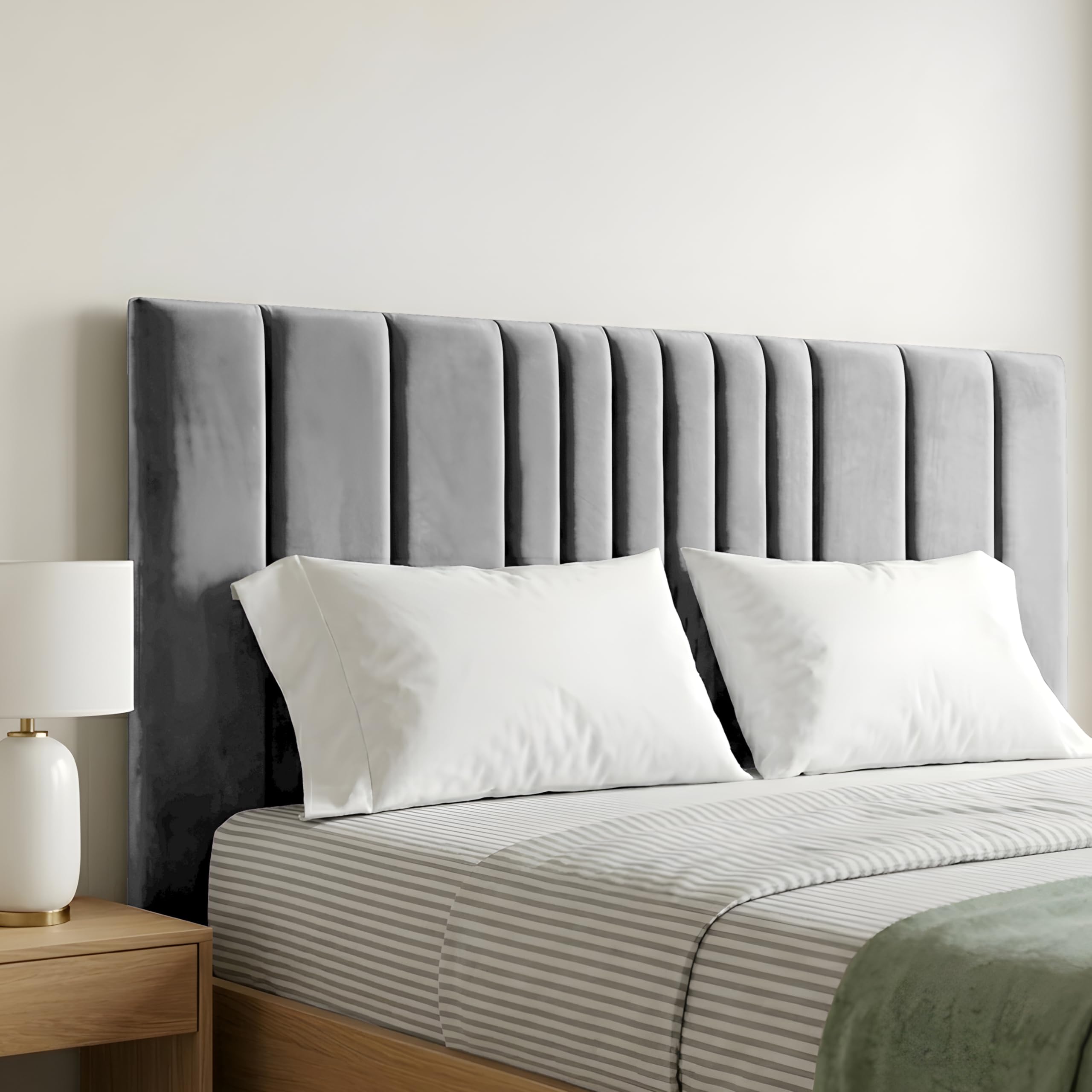 BEDELUNA Headboards for Bed - 24” Manhattan Plush Fabric Headboard - Elegant Divan Bed Thick Padding Bed Headboards, Luxury Bedroom & Hotel Furniture