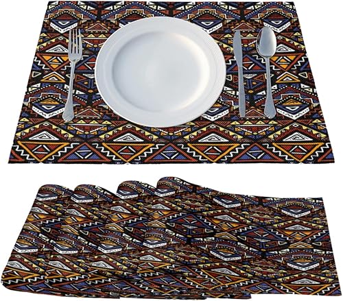Miniatura 2 de Fun Aztec Decor Placemats Set of 4 Table Mats Washable Placemat Waterproof Place Mats for Party Home Dining Table Decor 18x12 in