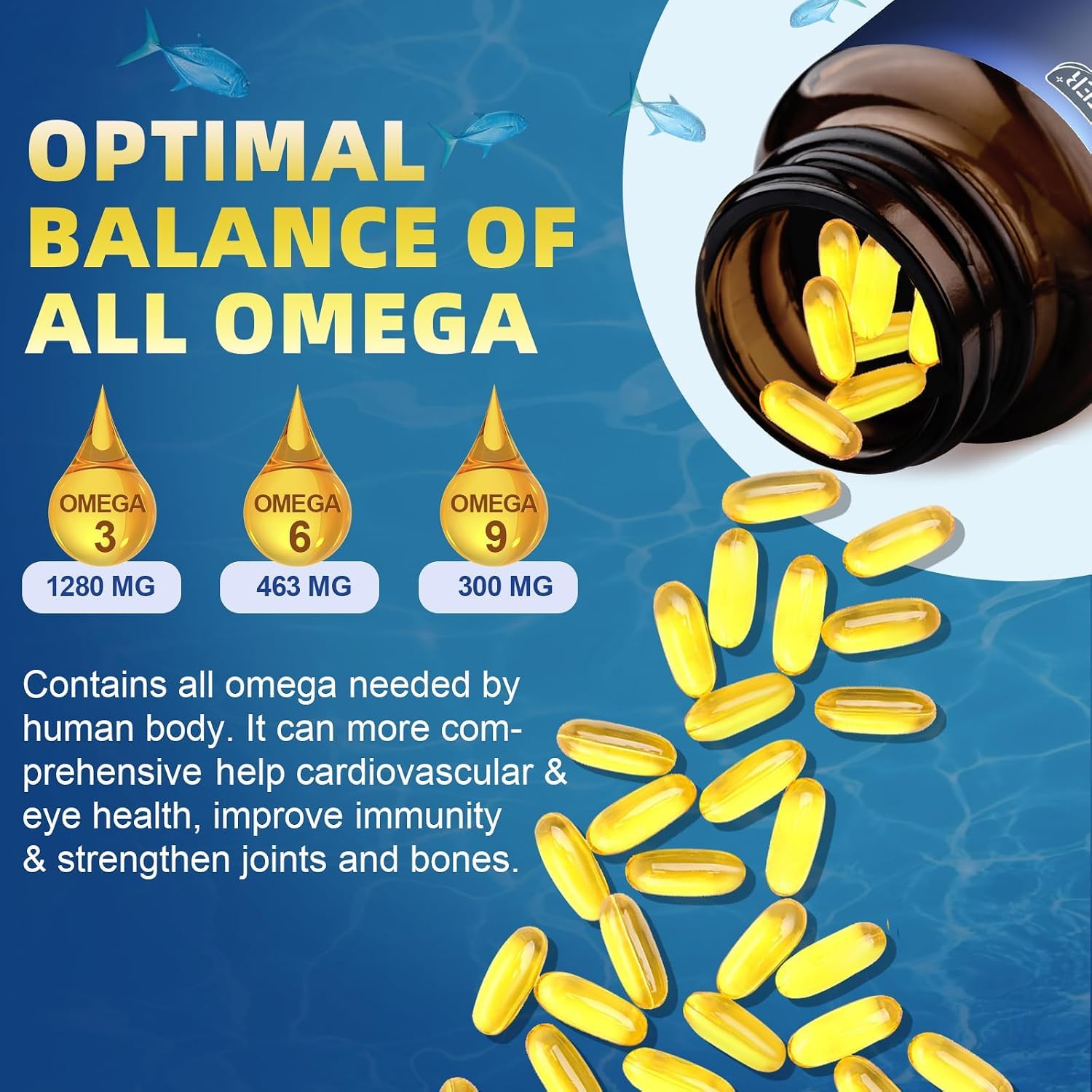 Triple Omega 3-6-9 Fish Oil 2000mg with Vitamin E, 120 Softgels — Amazon image 4
