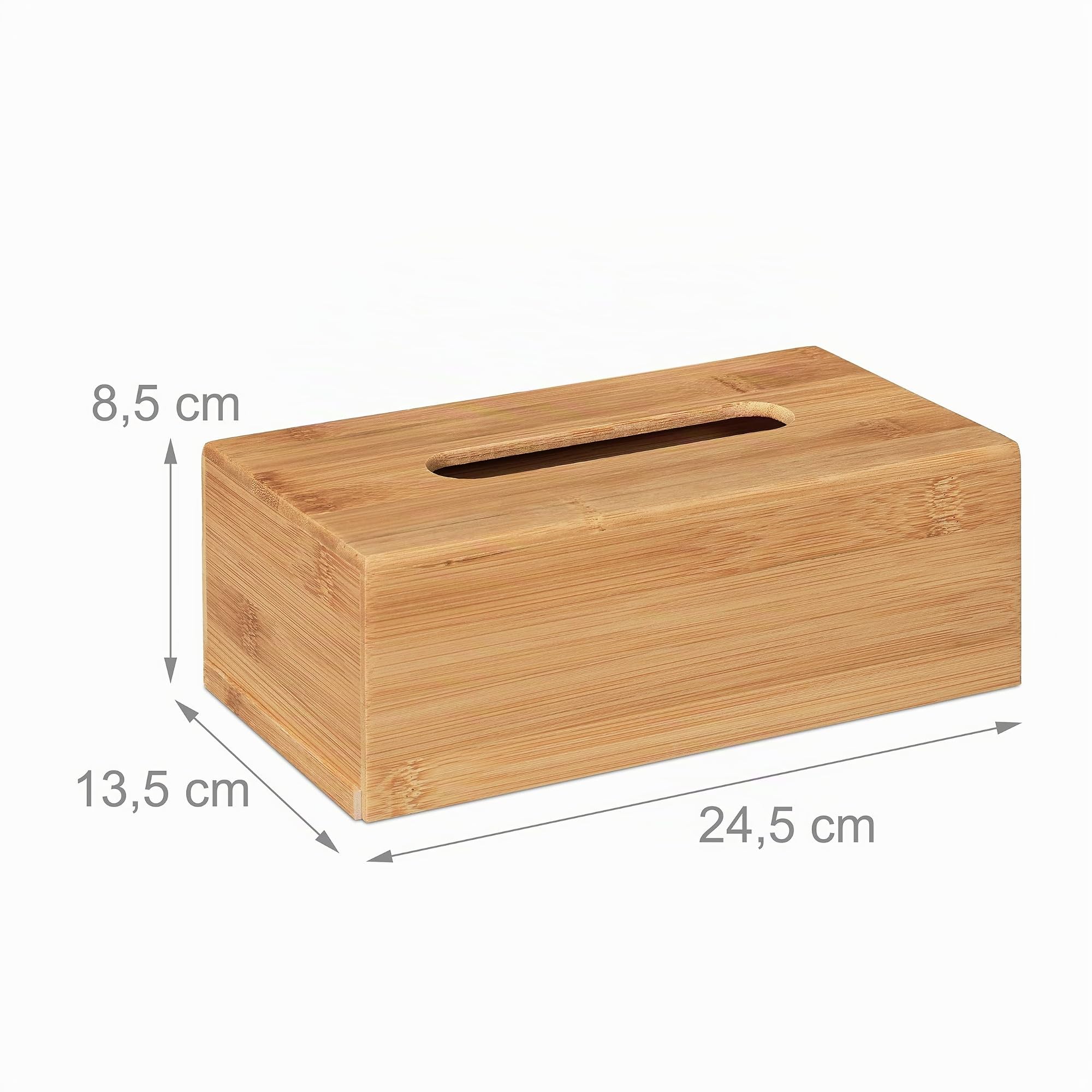 Relaxdays Scatola Portafazzoletti, in Bambù, per Fazzoletti Standard, Box, Bagno, Cucina, HLP 8,5x24,5x13,5 cm, Naturale