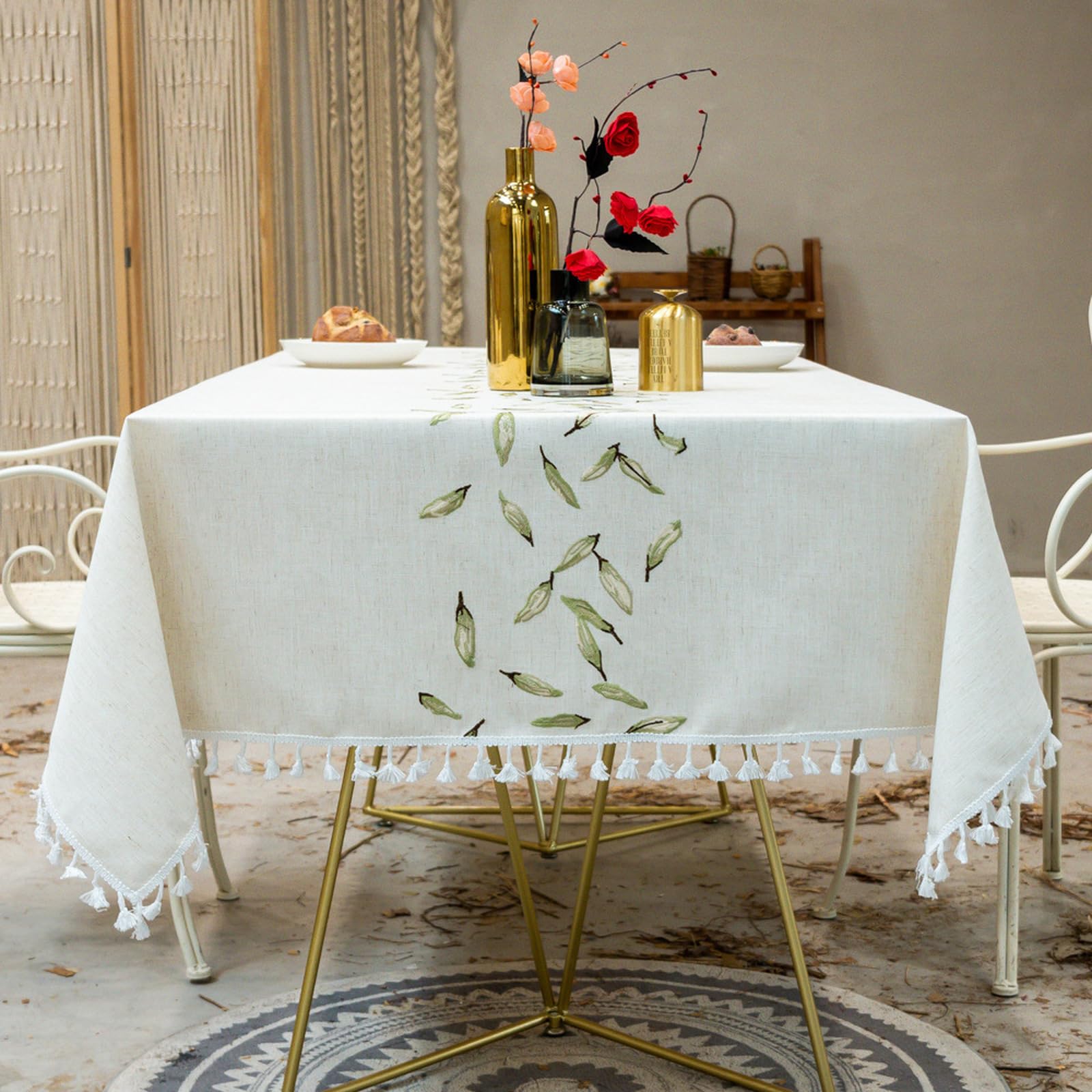 Tovaglia impermeabile, 140 x 300 cm, con nappe, tovaglia versatile in stile country per sala da pranzo, cucina, buffet e campeggio, elegante decorazione da tavolo