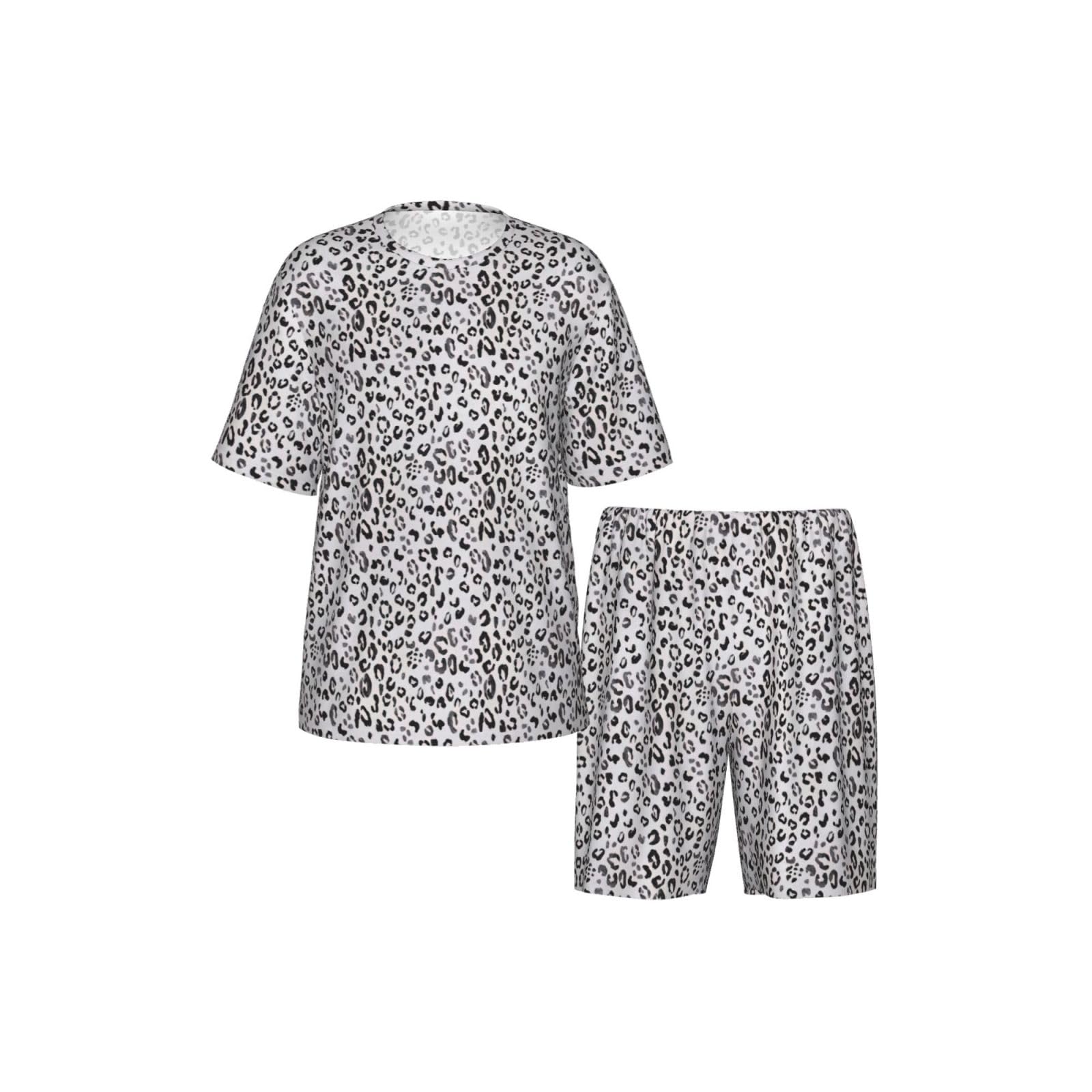 Set pigiama da uomo con stampa leopardata, comodi pantaloncini da pigiama da uomo, perfetti per le notti estive
