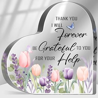Thank You Gifts for Women, Appreciation Gifts for Coworkers Boss Teacher, Thank You for Your Help Plaque Sign Acrylic Heart, Appreciation Desk Keepsake Decor Sign Plaque