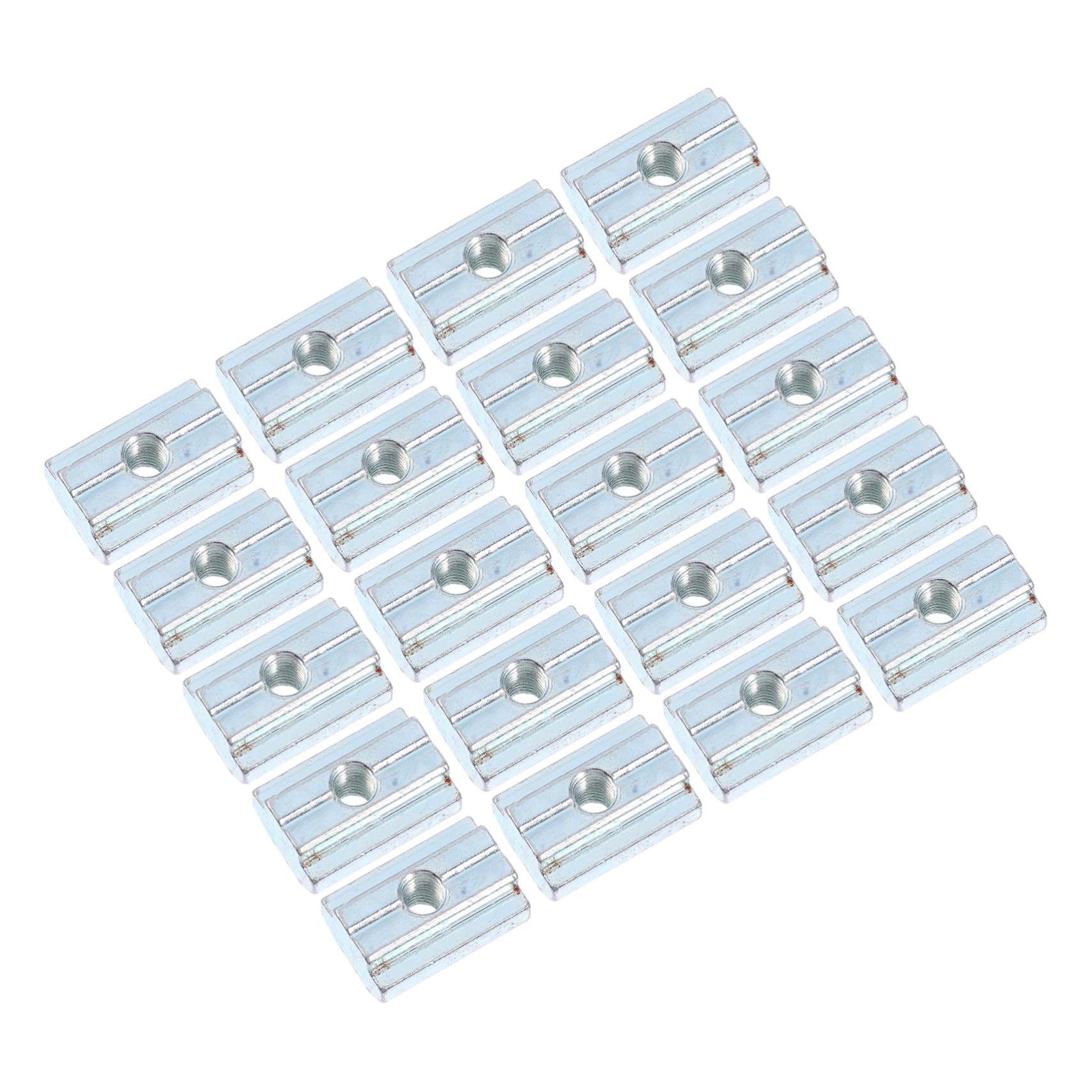 PRETYZOOM Carbon Steel T-nut Square Hole Nuts for Aluminum Extrusion Profiles Nickel Plated 20 Pack
