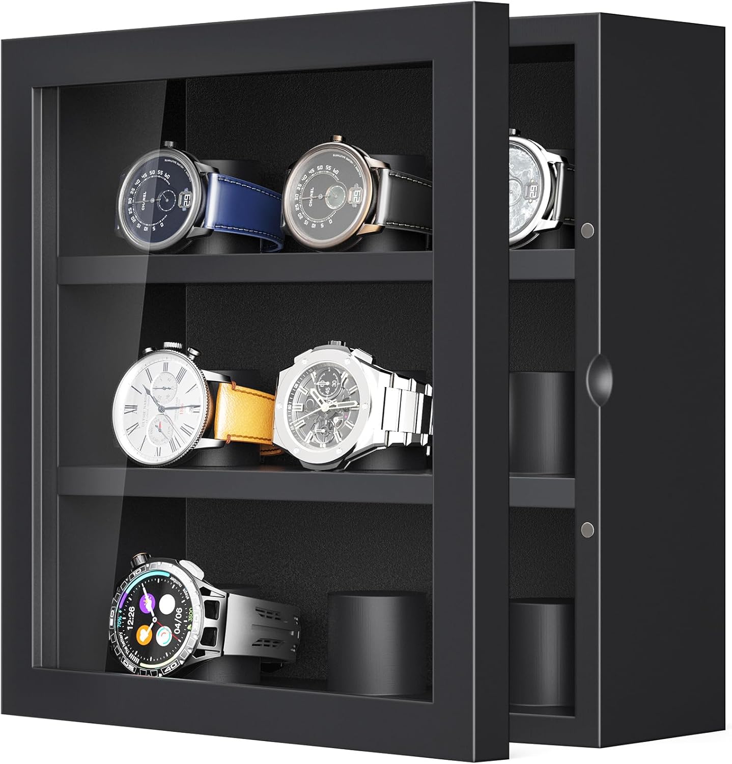 TJ.MOREE 9-Slot Watch Display Case, Wall Mount Wooden...