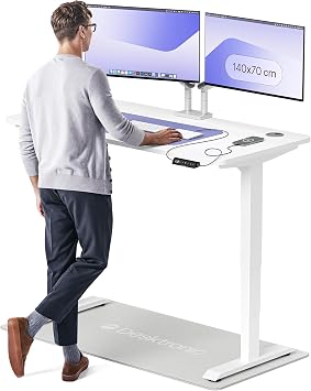 Desktronic HomePro Standing Desk   140 x 70 cm Height Adjustable Desk with Electric Dual Motor, Touchscreen Controller & Integrated USB/USB-C, 3 Memory Presets