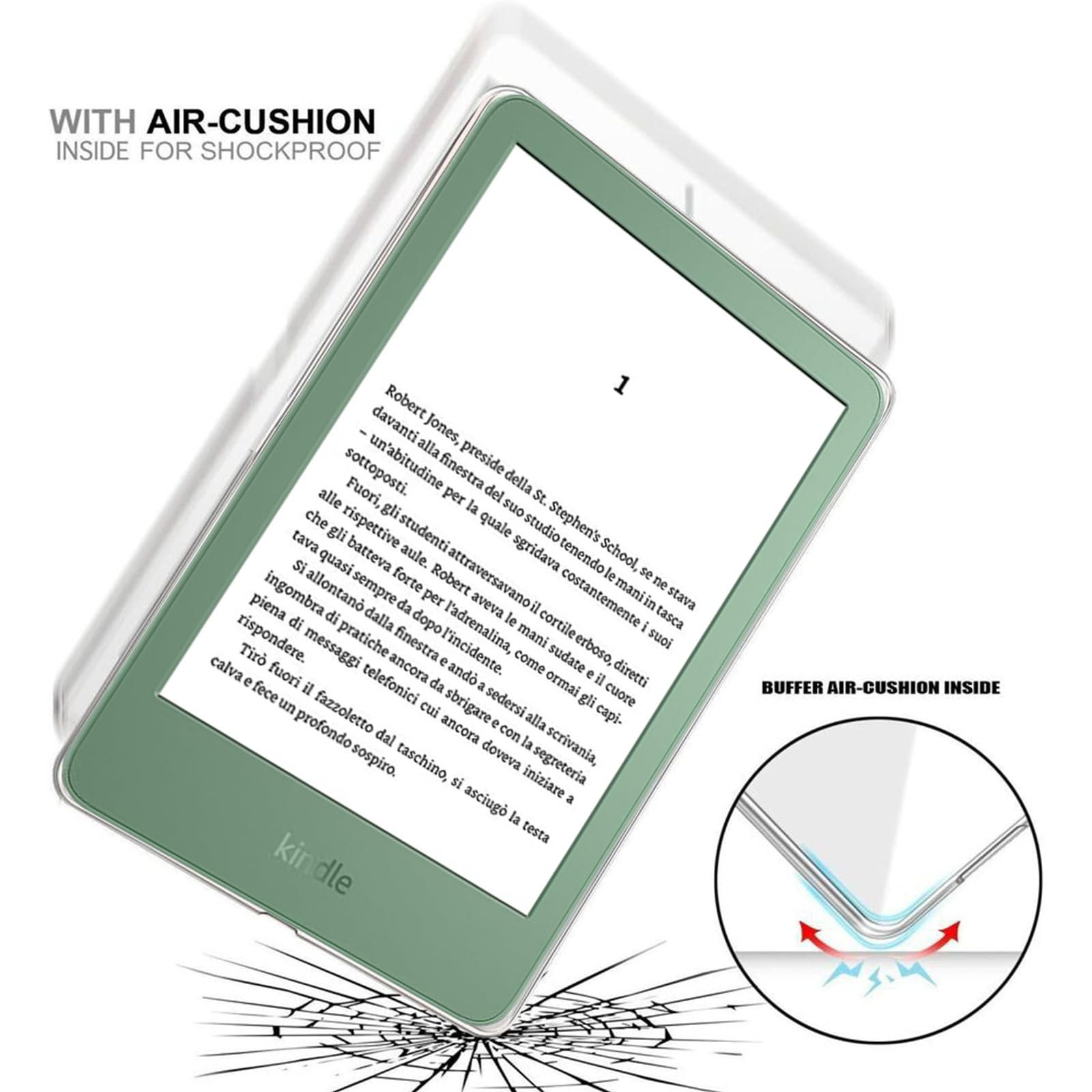 MEMELOKA Cover per Kindle 2024/2022 (6 Pollici) con 2 Pezzi Vetro Temperato, Custodia Silicone TPU Anti-Ingiallimento Trasparente