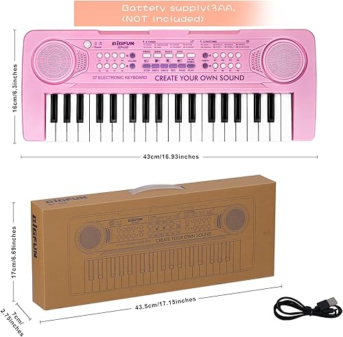 Miniatura 4 de Raimy Piano de teclado de 37 teclas para niños, aprendizaje temprano, educativo, portátil, instrumento musical electrónico, juguetes de regalo para