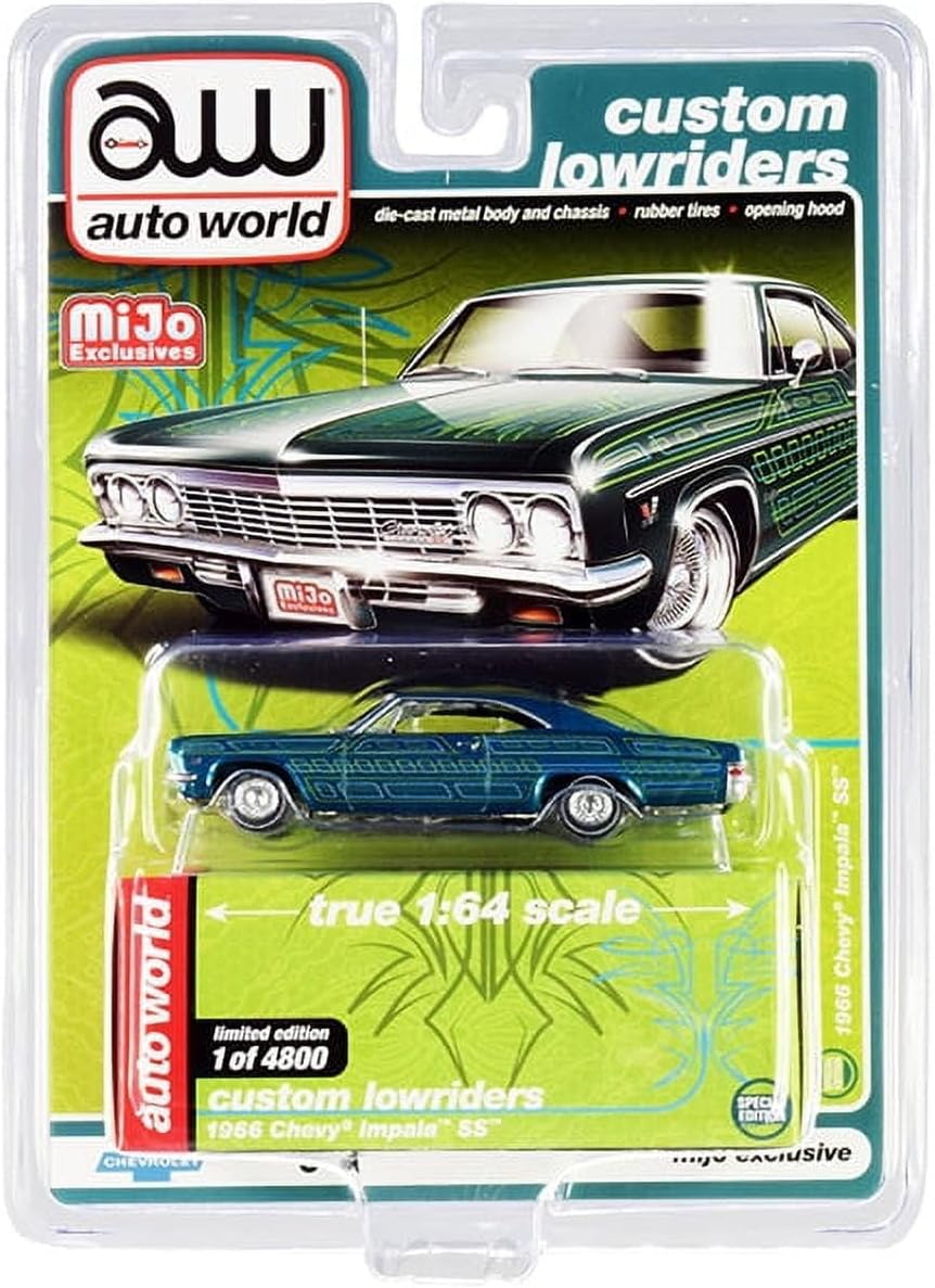 AUTO WORLD Autoworld CP7740 1966 Chevrolet Impala SS Limited Edition to 4800 Piece 1 by 64 Scale Model Car, Metallic Blue