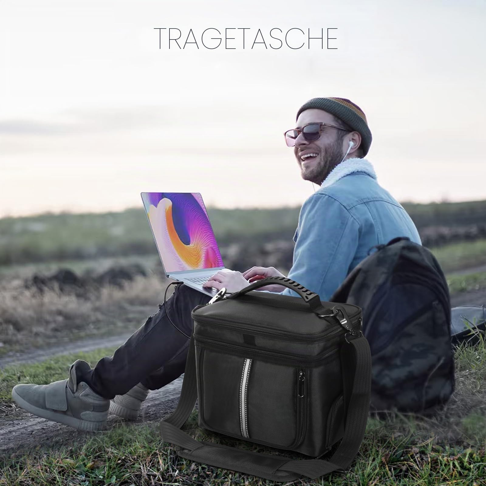 Tragetasche kompatibel mit BLUETTI Solargenerator EB3A, Elite 30 V2 Portable Power Station, Outdoor-Reise-Aufbewahrungstasche mit zweilagigen Taschen für Ladekabel und Zubehör