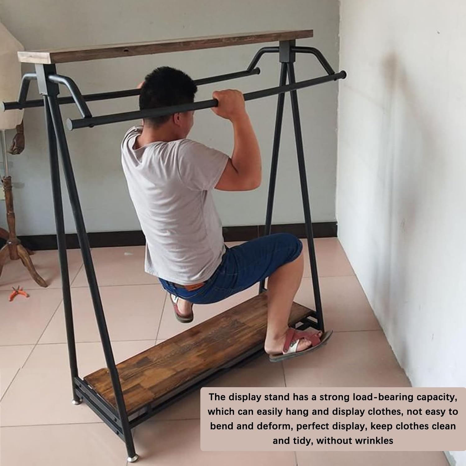 Commercial Floor-Standing Solid Wood Coat Rack - Large Capacity Rotating Organizer for Clothes, Hats, Shoes, Handbags & Scarves - Stylish Display Stand for Home & Retail Use